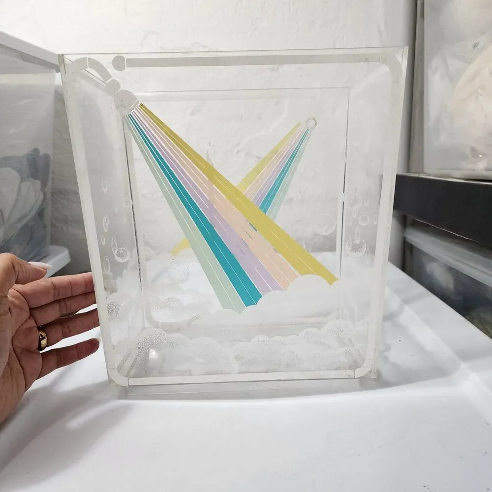 Rare 3-Piece Vintage 1980s Memphis Style Lucite Acrylic Bathroom Vanity Set
